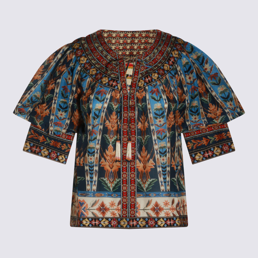 Farm Rio 100% Cotton blouse in blue