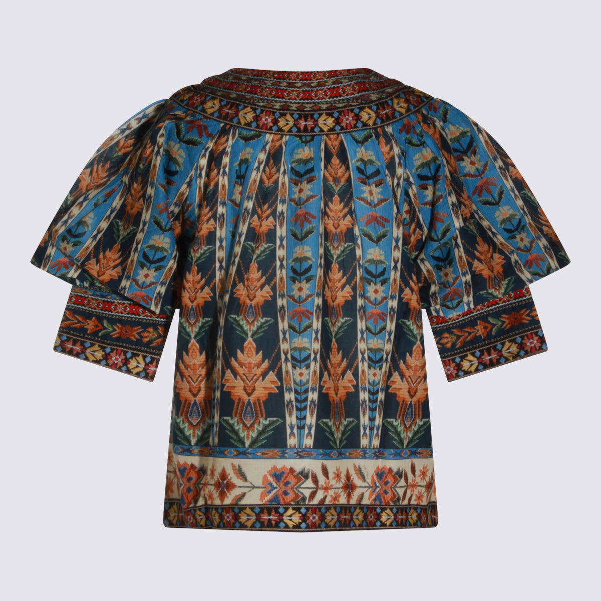 FARM RIO Top Embroidered Tapestry Blue _100 % Co