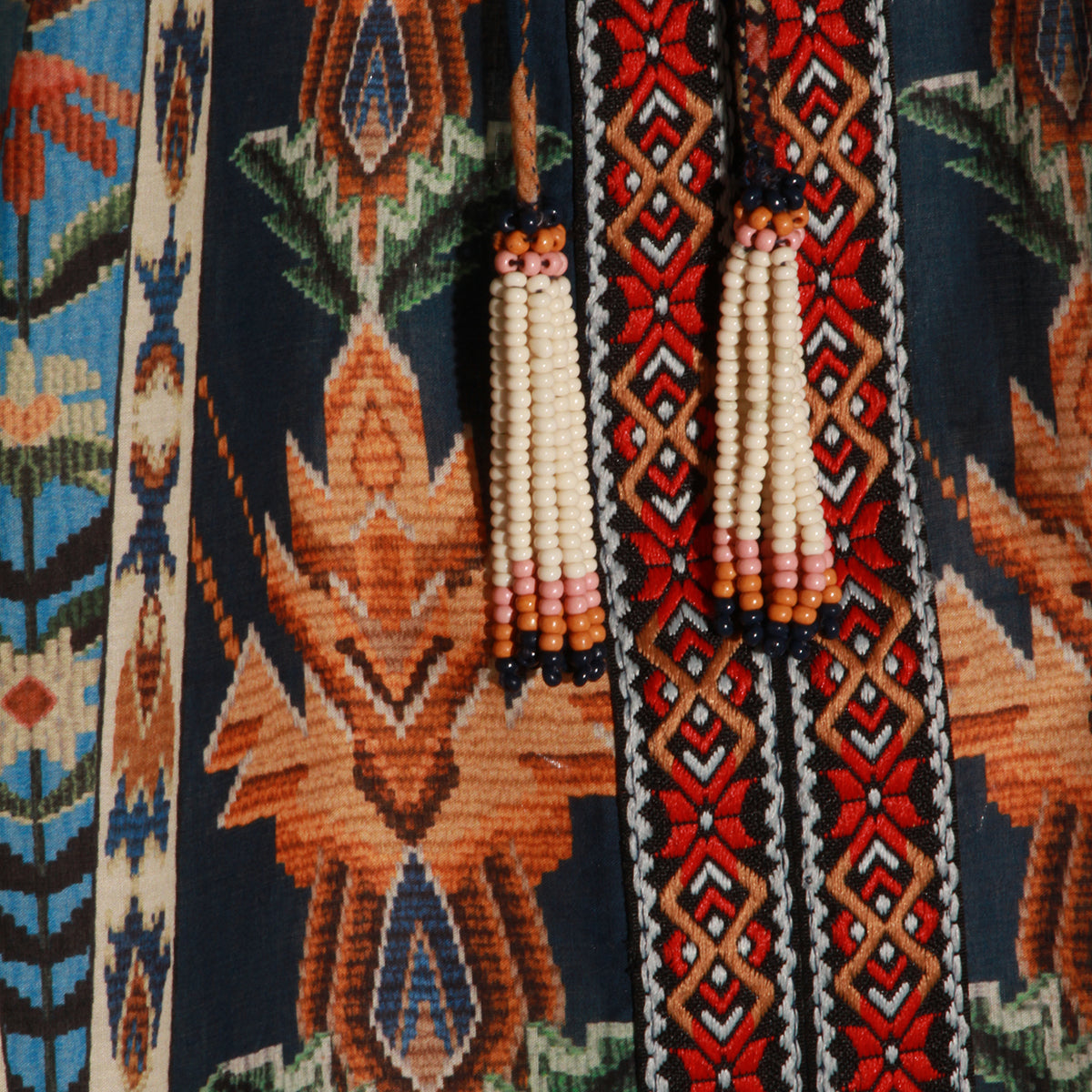 FARM RIO Top Embroidered Tapestry Blue _100 % Co