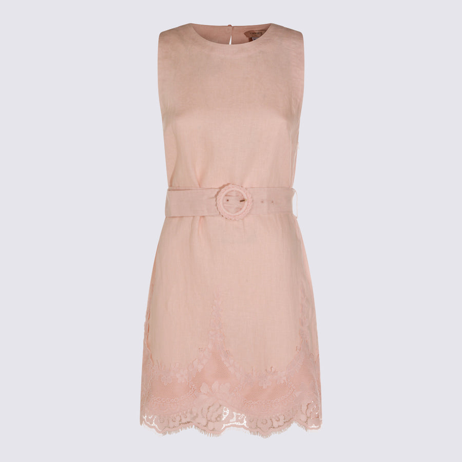 Twin-Set 100% Linen dress in pink