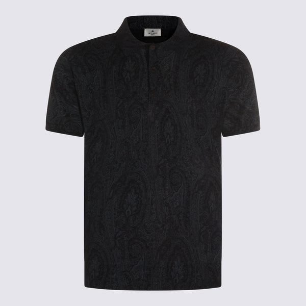 Etro 70% Cotton 30% Silk polo in black