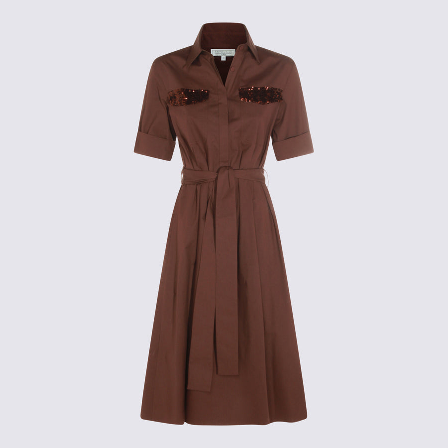 Antonelli Firenze 95% Cotton dress in brown