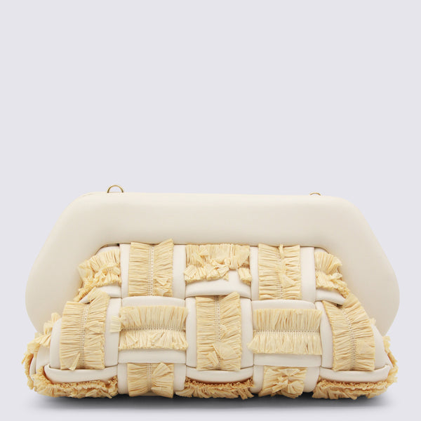Themoire' Leather clutch in beige