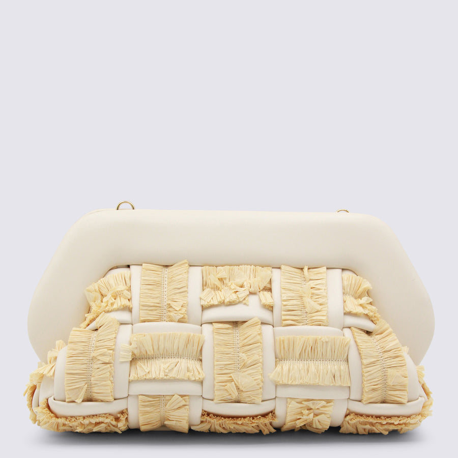 Themoire' Leather clutch in beige