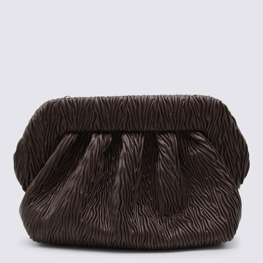 Themoire' 100% Leather clutch in brown