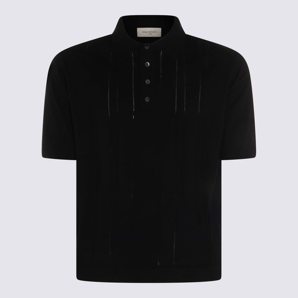 Piacenza Cashmere 100% Cotton polo in black