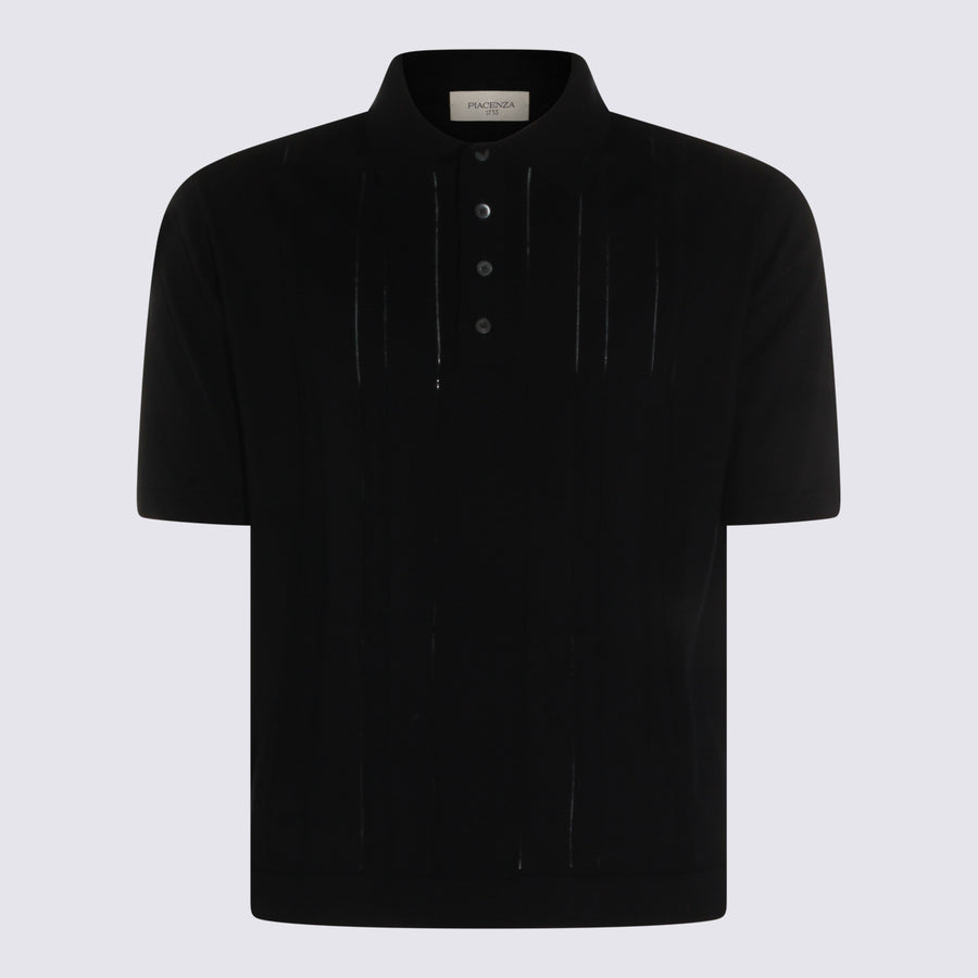 Piacenza Cashmere 100% Cotton polo in black