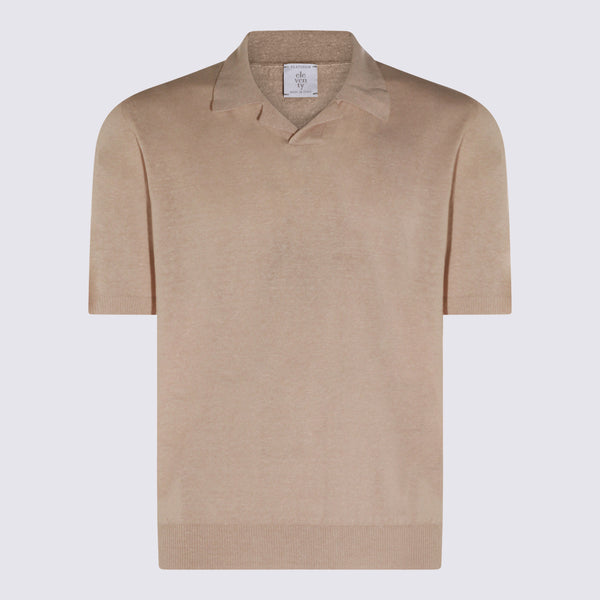 Eleventy 50% Linen polo in beige