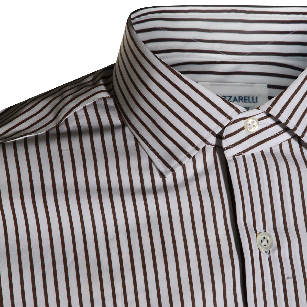 Mazzarelli Shirts Bianco-caffe _100 % Co