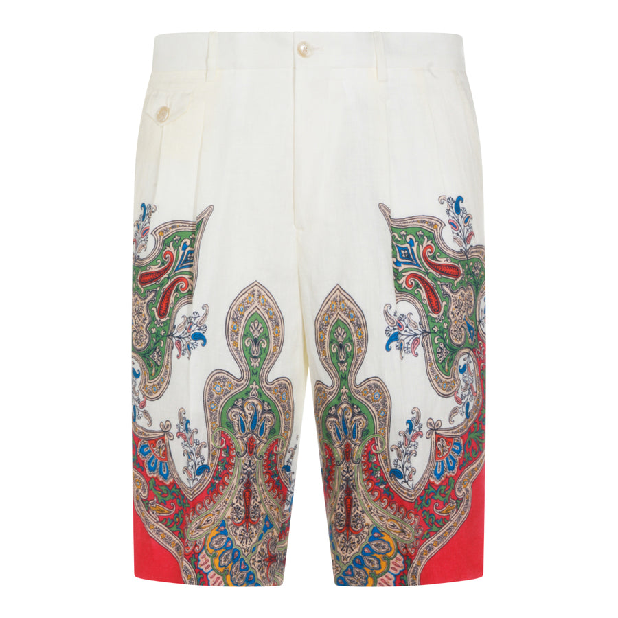 Etro 100% Linen bermudas in white