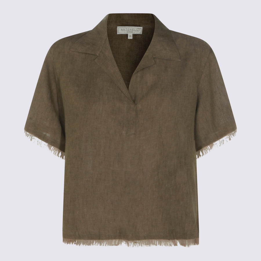 Antonelli Firenze 100% Linen shirt in khaki