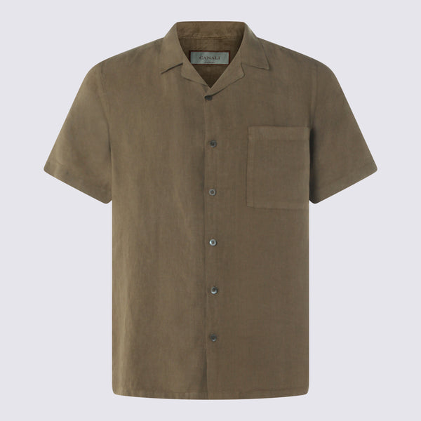 Canali 100% Linen shirt in bronze