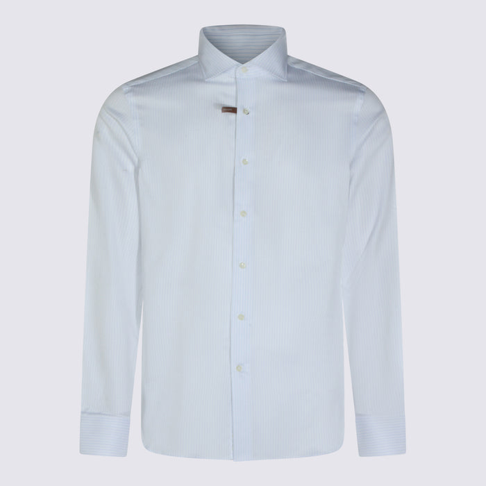 Canali Shirts White / Light Blue _100 % Co