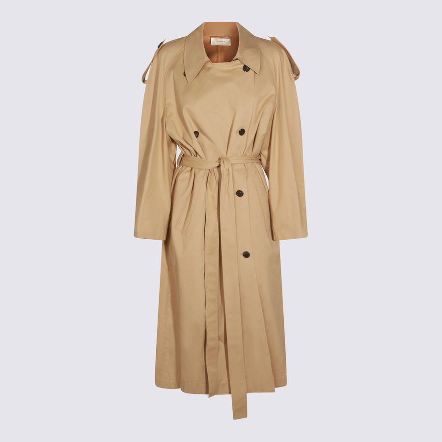 The Row 94% cotton coat in beige