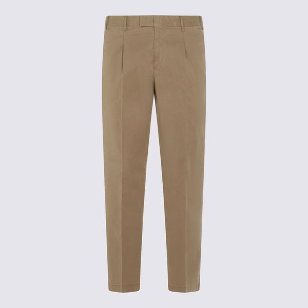 Pt Torino 62% Cotton trousers in beige