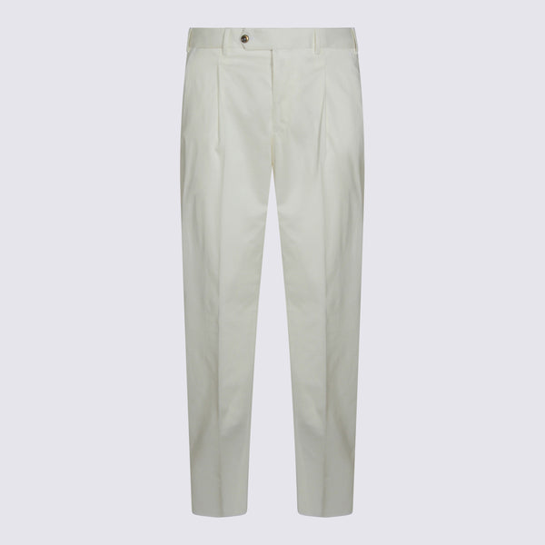 Pt Torino 95% cotton trousers in white
