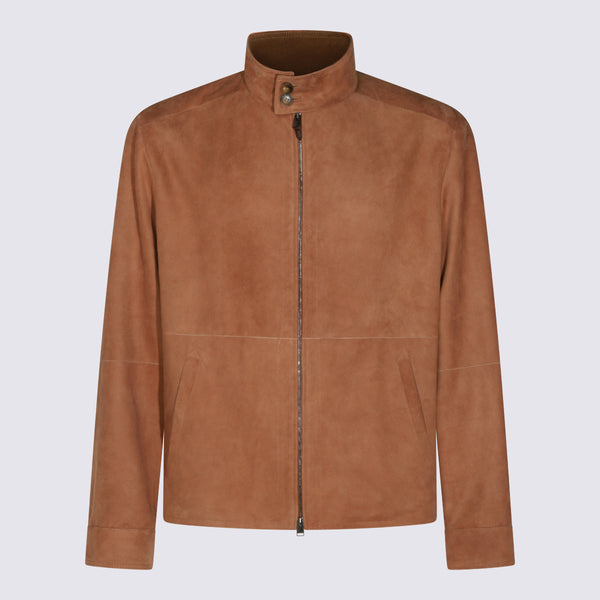 Canali 100% Leather jacket in brown