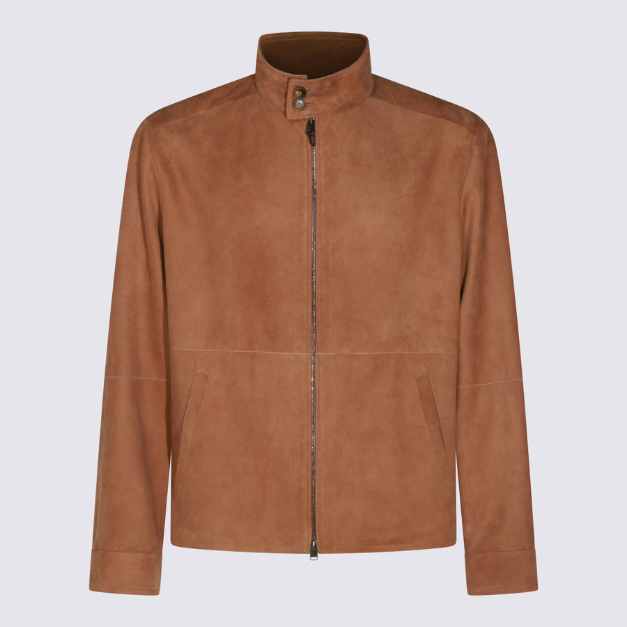 Canali 100% Leather jacket in brown