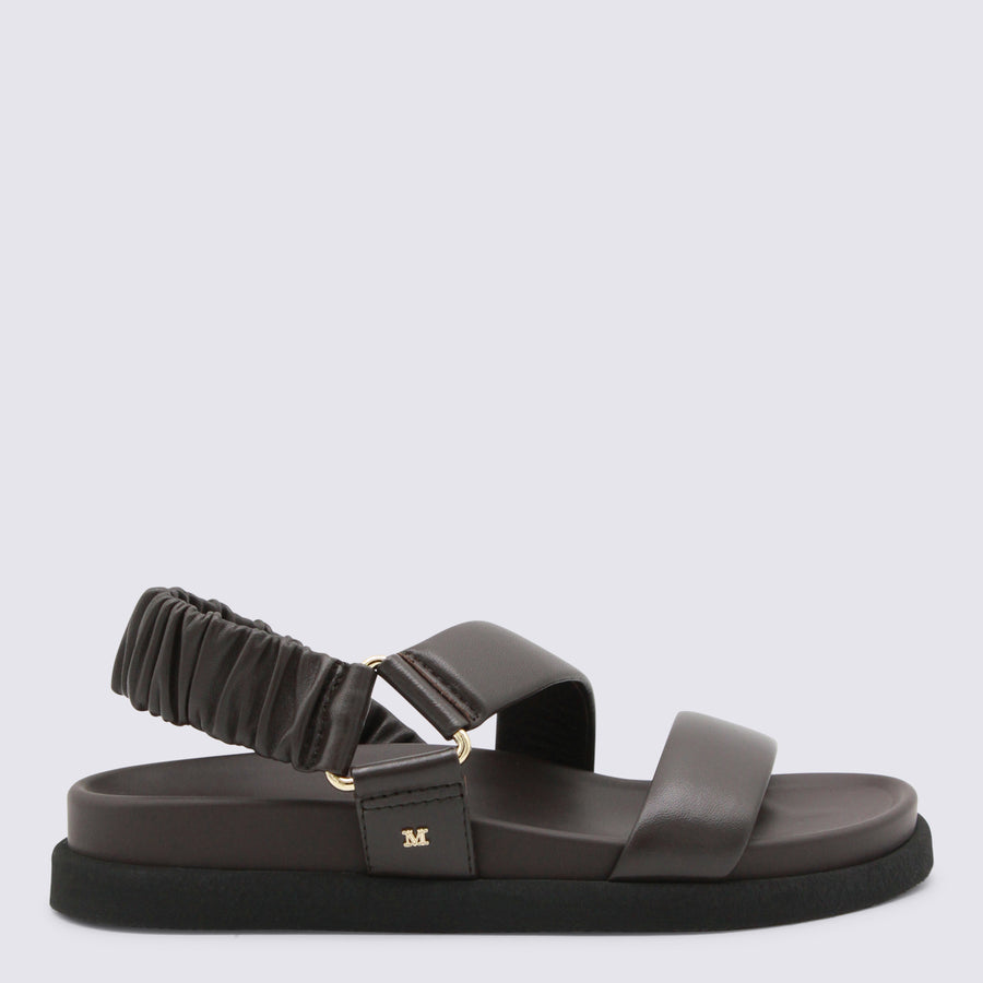 Max Mara Leather upper sandal flat in brown