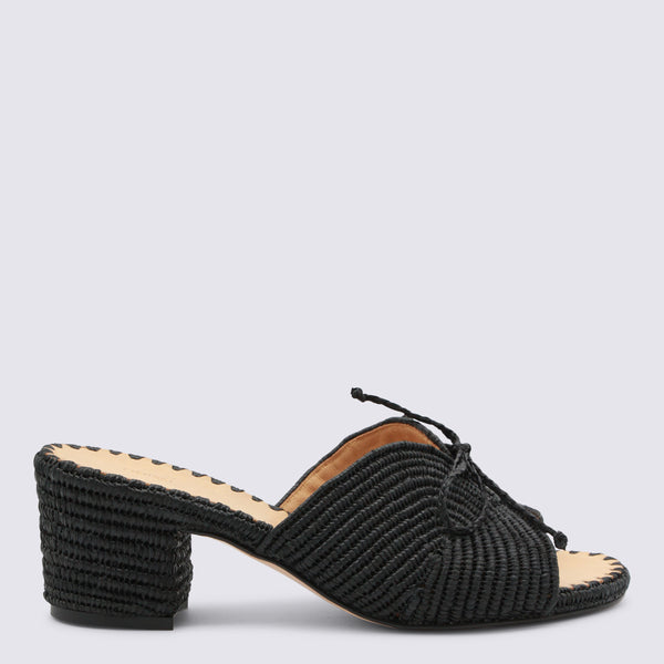 Odissi Textured knit upper sandals in black