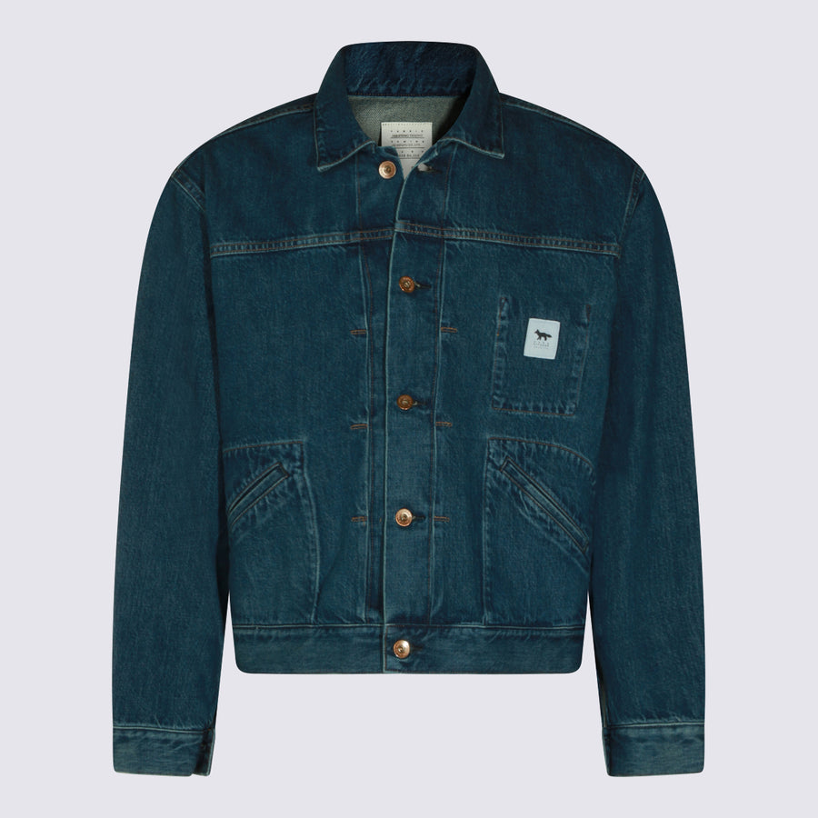 Maison Kitsune' 100% cotton jacket in blue