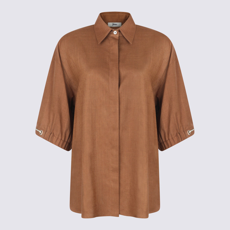 Herno 70% Viscose shirt in brown