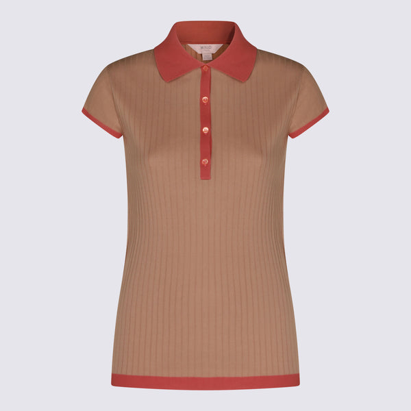 Malo 100% Cotton polo in beige