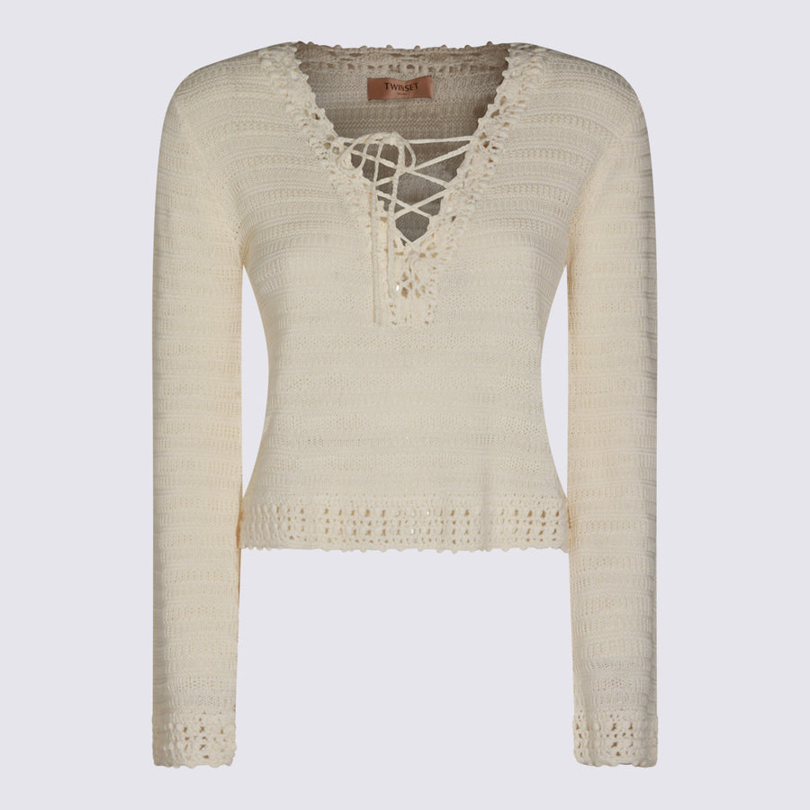 Twin-Set 89% Viscose sweater in beige
