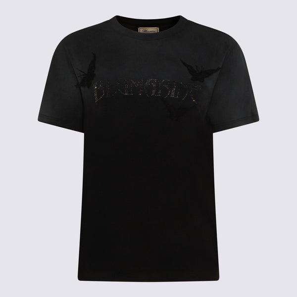 Blumarine 100% cotton t-shirt in black