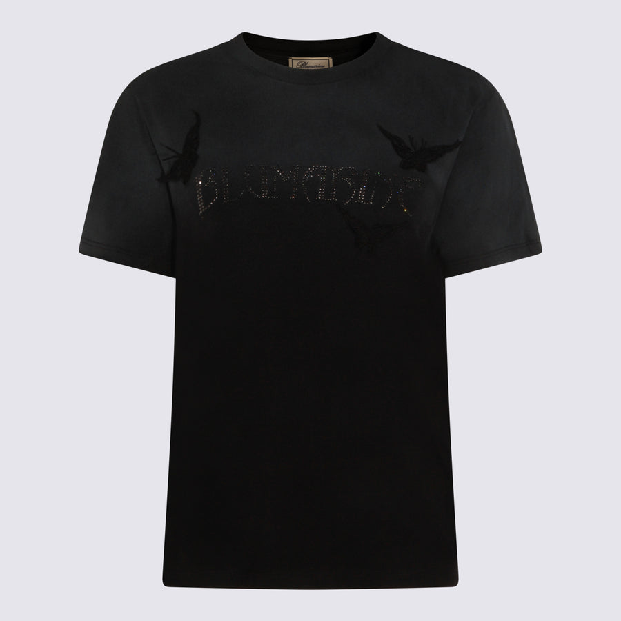 Blumarine 100% cotton t-shirt in black