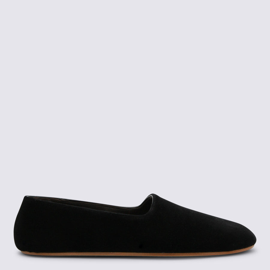 The Row Suede upper flat in black