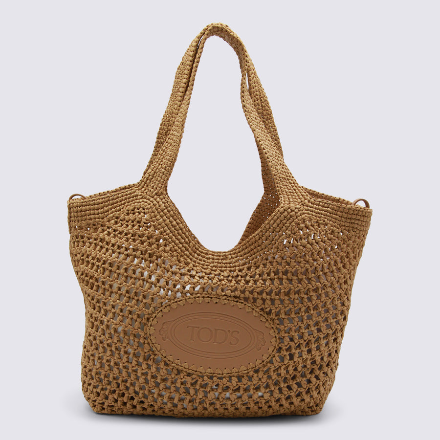 Tod's 100% raffia shoulder bag in beige