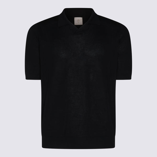Eleventy 100% Cotton polo in black