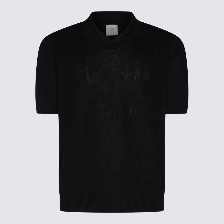 Eleventy 100% Cotton polo in black