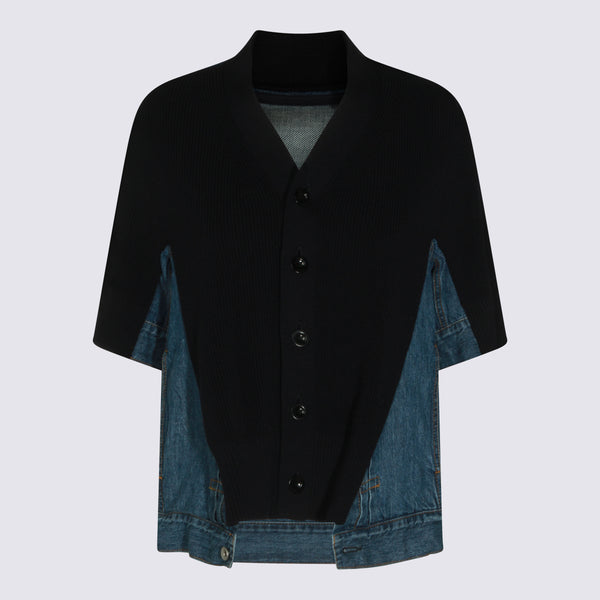 Sacai 50% cotton sweater in navy