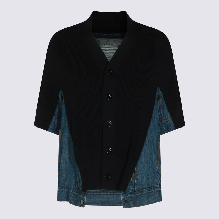 Sacai 50% cotton sweater in navy