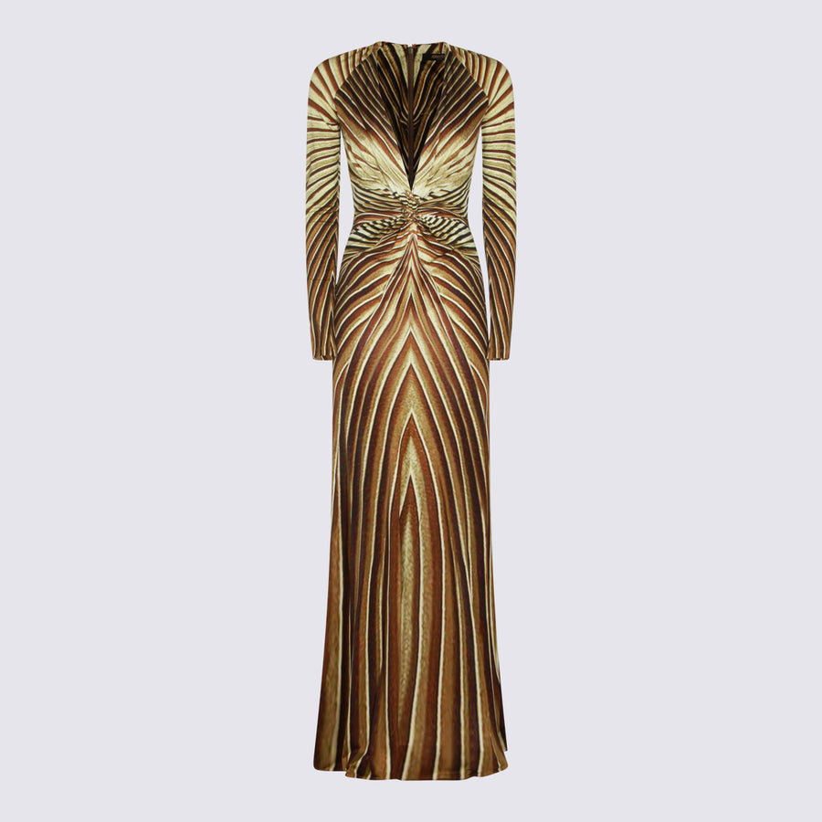 Roberto Cavalli 96% Viscose dress in gold