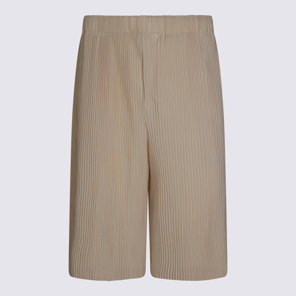 Homme Plisse Issey Miyake 100% Polyester bermuda shorts in beige