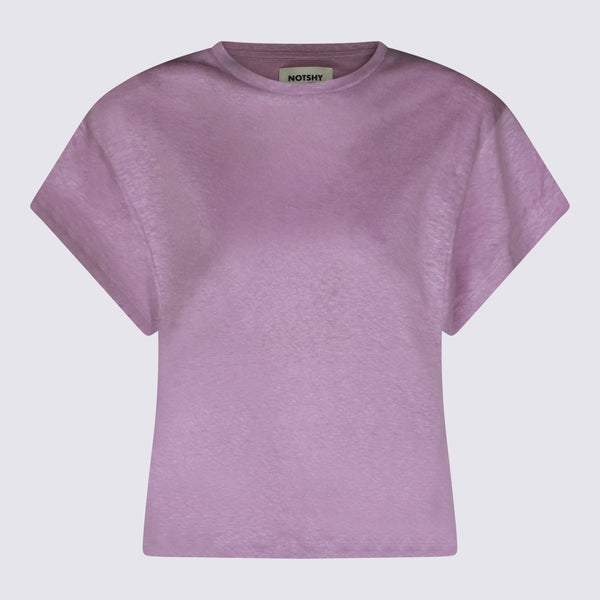 Not Shy 100% Linen t-shirt in purple