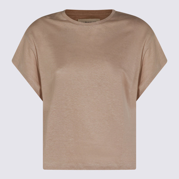 Not Shy 100% Linen t-shirt in beige