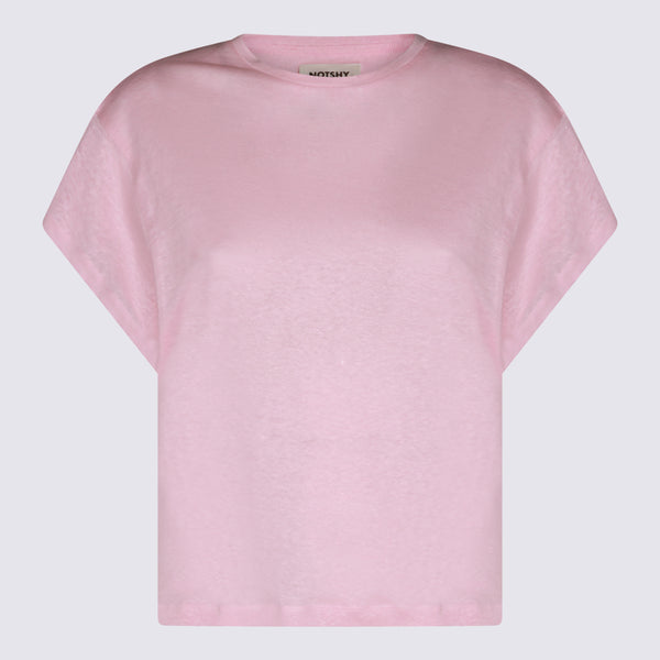 Not Shy 100% Linen t-shirt in pink