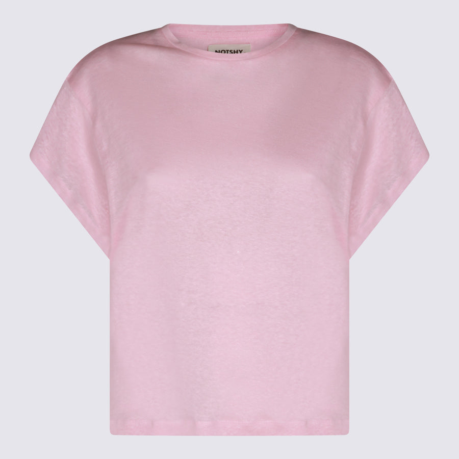 Not Shy 100% Linen t-shirt in pink