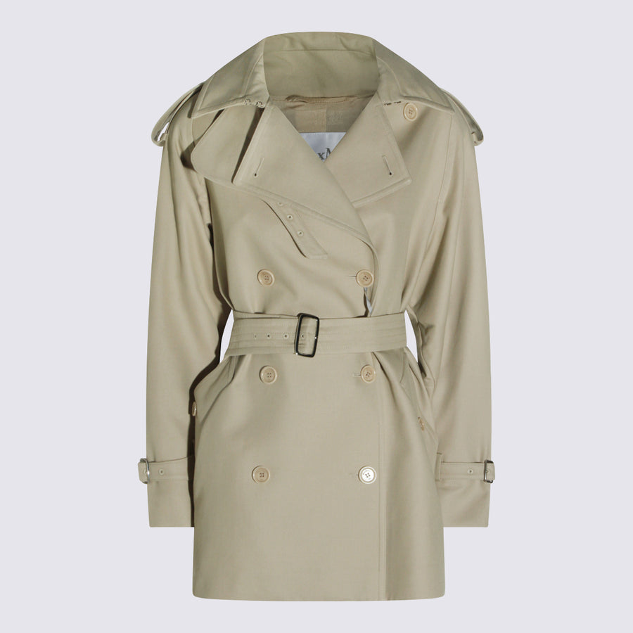 Max Mara 100% Cotton trench coat in beige