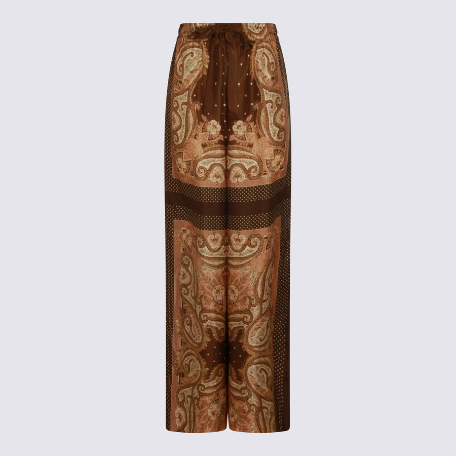 Zimmermann 100% Silk trousers in brown