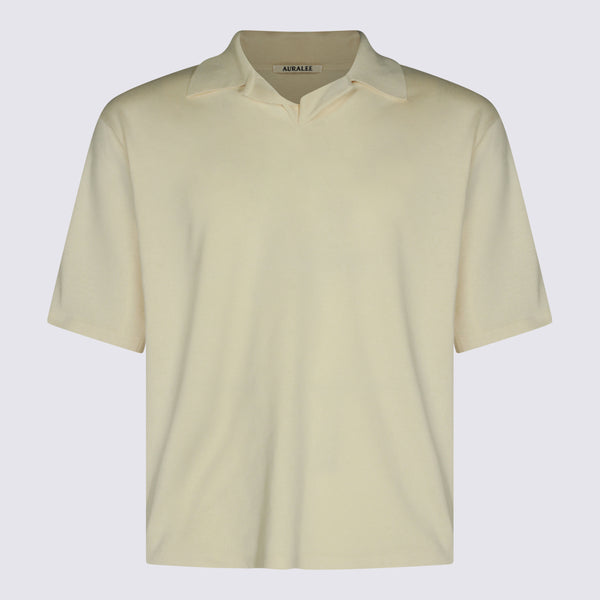 Auralee 100% Sea Island Cotton polo in ivory