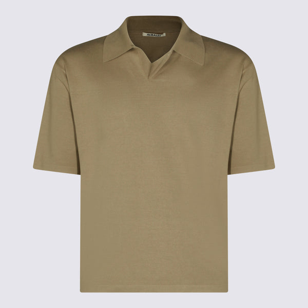 Auralee 100% Silk polo in beige