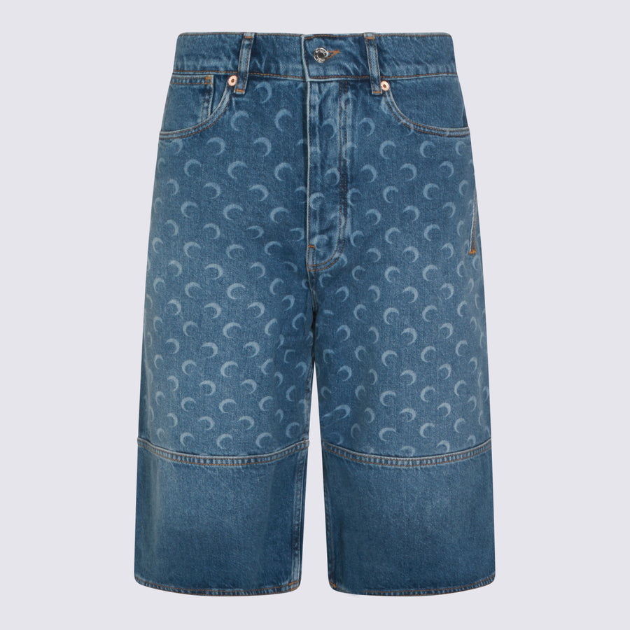 Marine Serre Denim shorts in blue