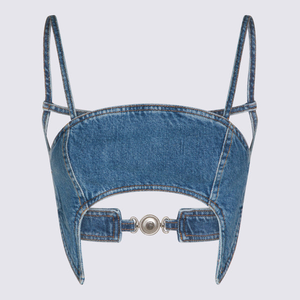 Marine Serre Denim bodysuit in blue