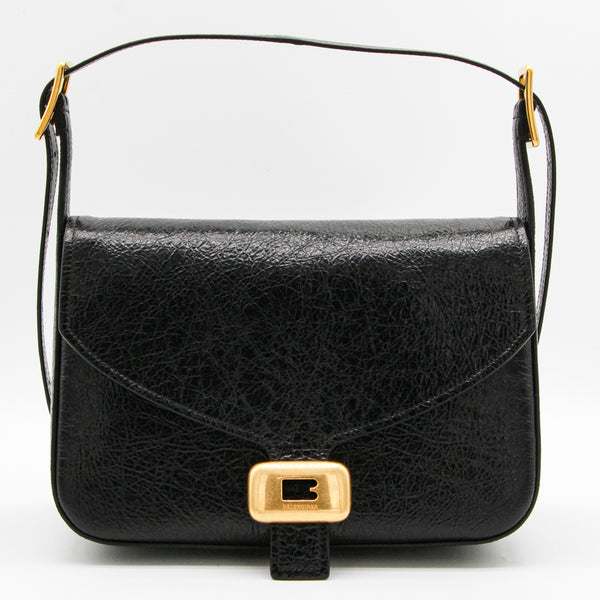 Balenciaga Crackled leather shoulder bag in black
