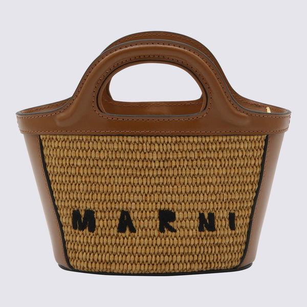 Marni 52% Cotton bucket bag in beige